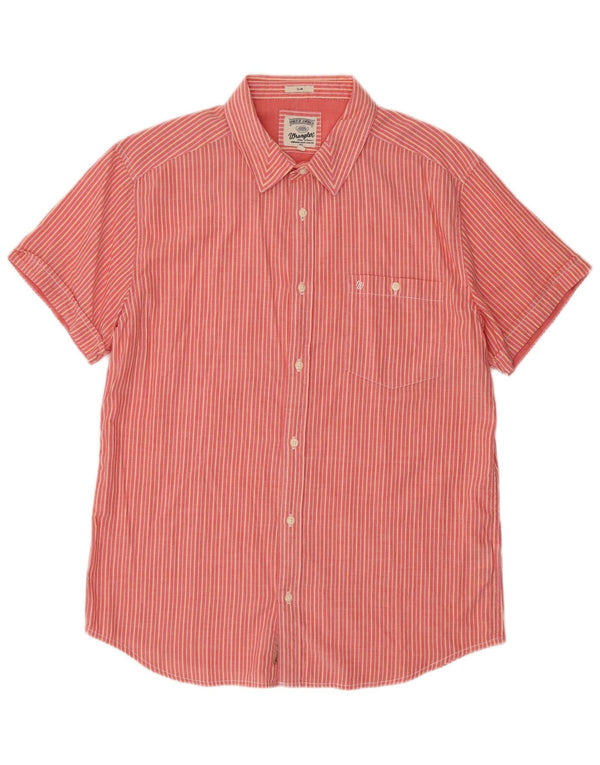 Wrangler Camisa masculina de manga curta slim fit 2XL algodão listrado rosa