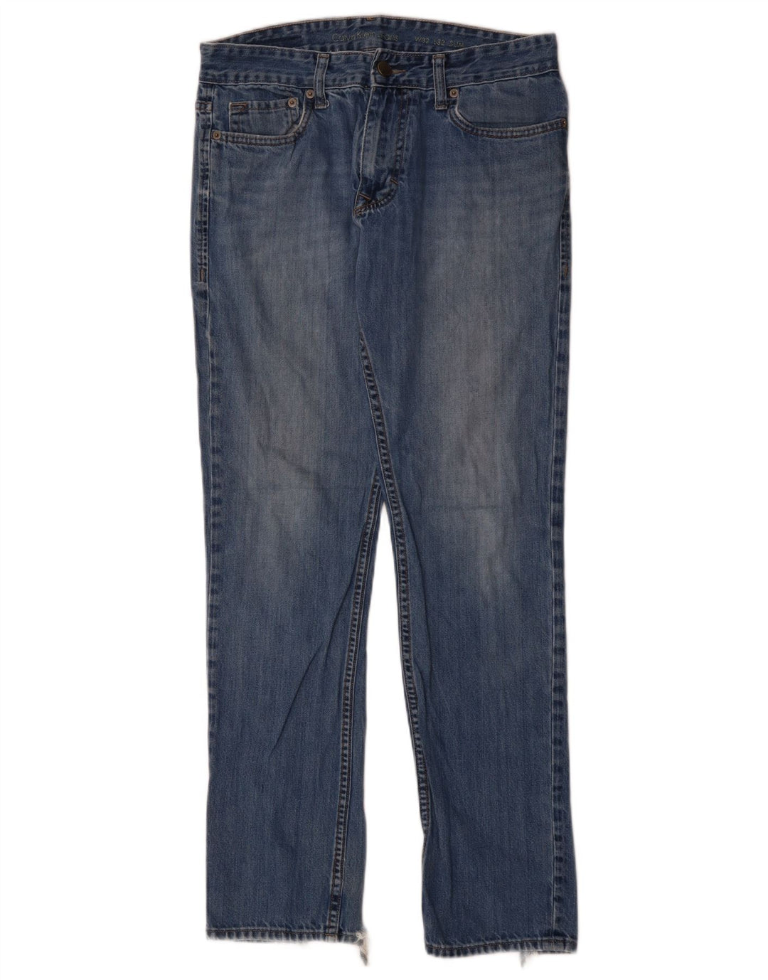 CALVIN KLEIN Mens Jeans Slim W32 L32 Azul Algodão