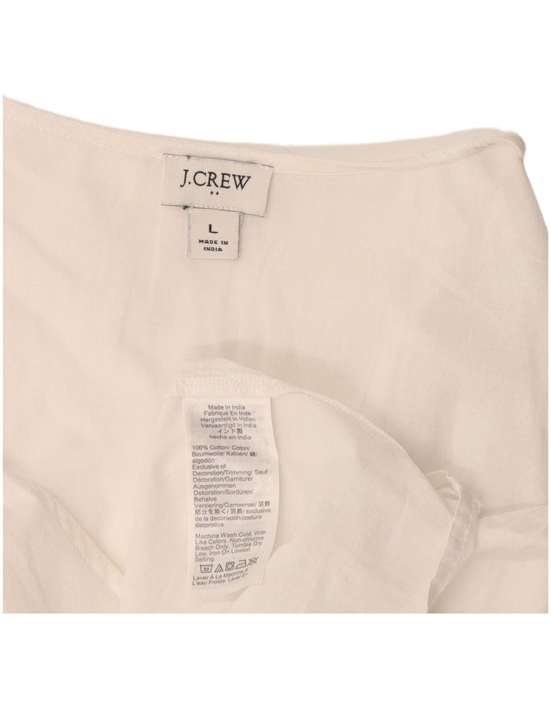 Blusa feminina J. Crew Top UK 16 grande algodão branco