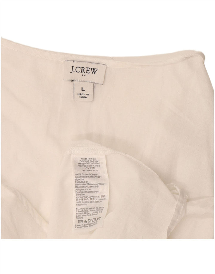 Blusa feminina J. Crew Top UK 16 grande algodão branco