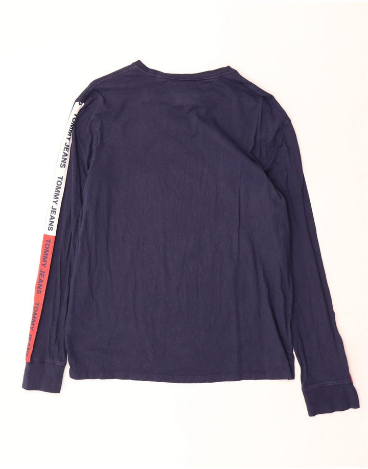 Tommy Hilfiger Camiseta masculina gráfica de manga comprida grande bloco colorido azul marinho