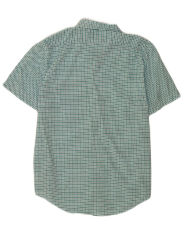 Lacoste Mens Short Sleeve Slim Fit Shirt Size 44 XL Turquoise Gingham