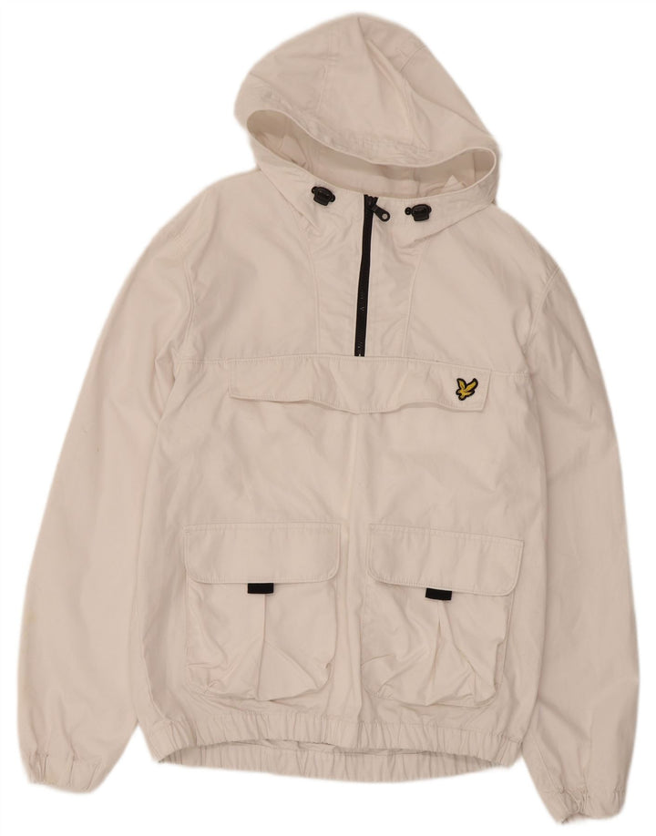 Jaqueta anorak masculina com capuz Lyle & Scott Reino Unido 38 poliéster branco médio