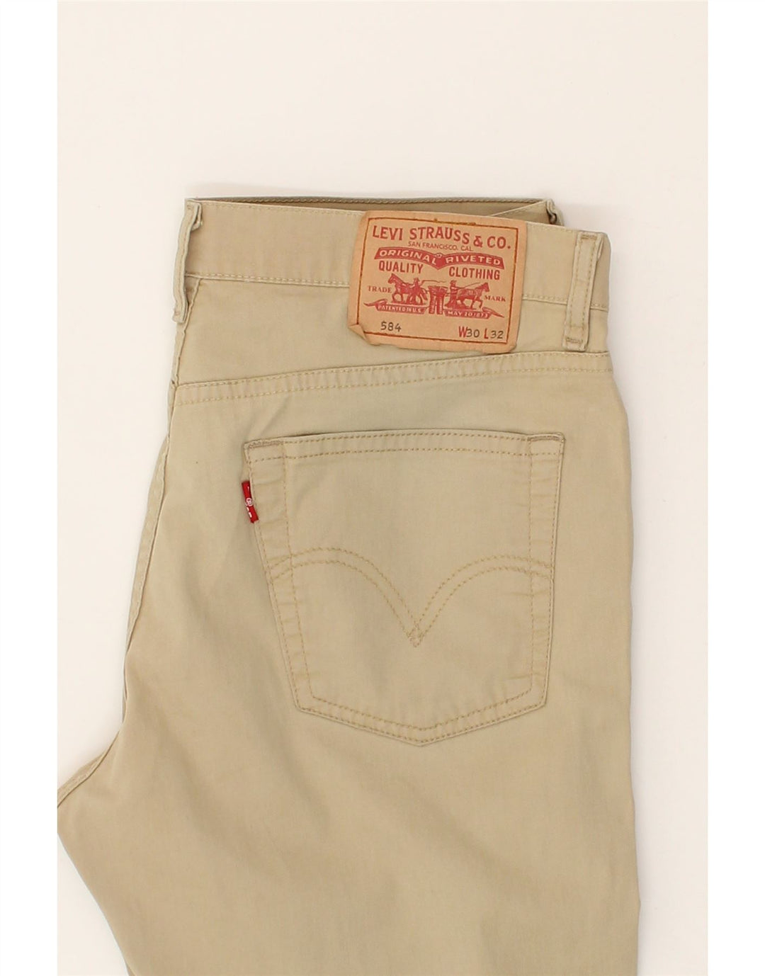 LEVI'S Womens 584 Slim Casual Trousers W30 L32  Beige Cotton Vintage Levi's and Second-Hand Levi's from Messina Hembry 