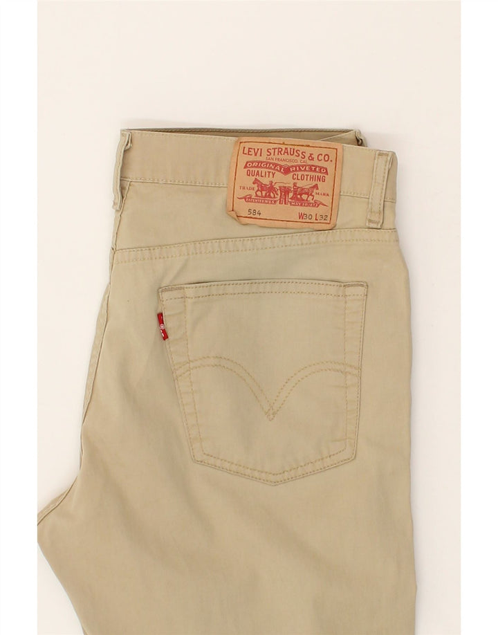 LEVI'S Womens 584 Slim Casual Trousers W30 L32  Beige Cotton Vintage Levi's and Second-Hand Levi's from Messina Hembry 