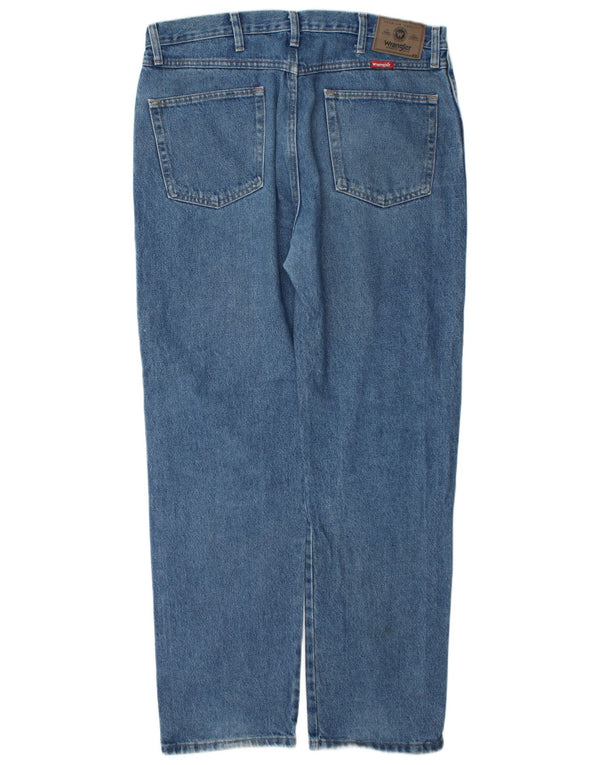 Wrangler Mens Distressed Regular Fit Calça Jeans W36 L32 Azul Algodão