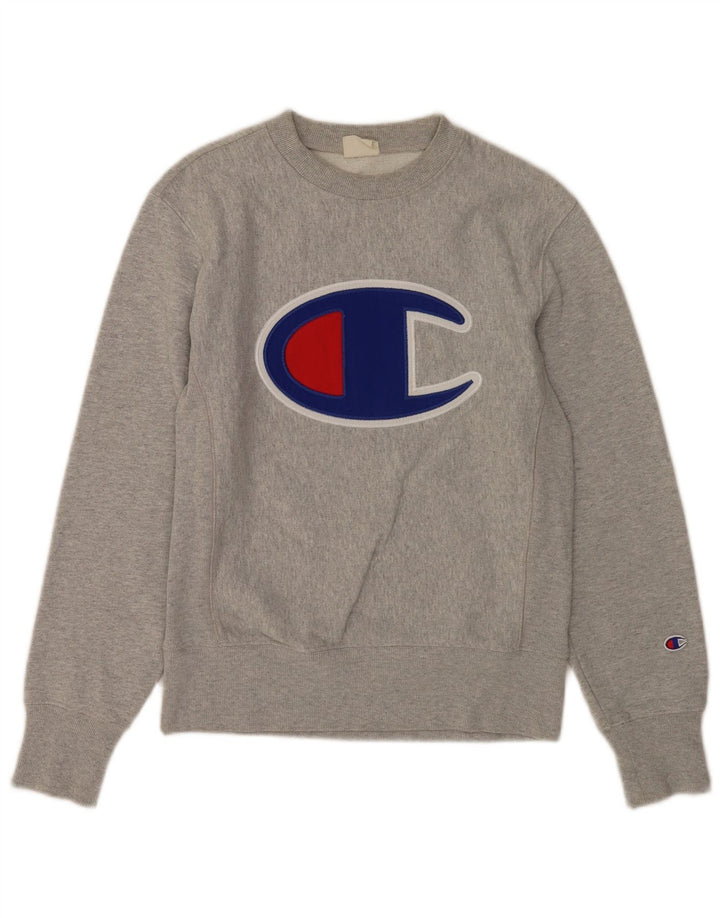 Champion moletom masculino gráfico jumper pequeno algodão manchado cinza