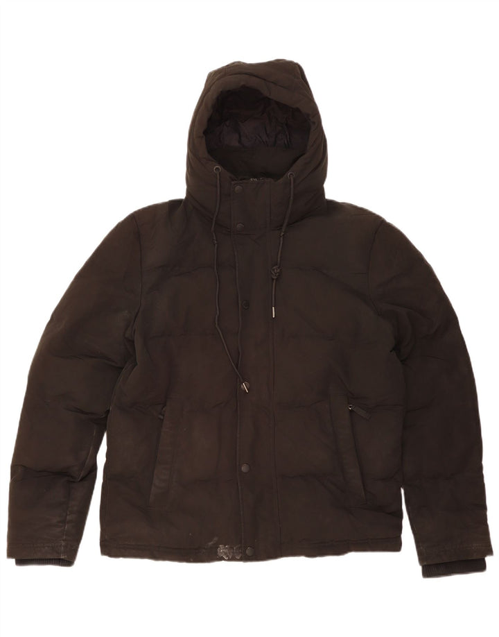 Jaqueta masculina acolchoada com capuz SUPERDRY UK 36 poliéster preto pequeno