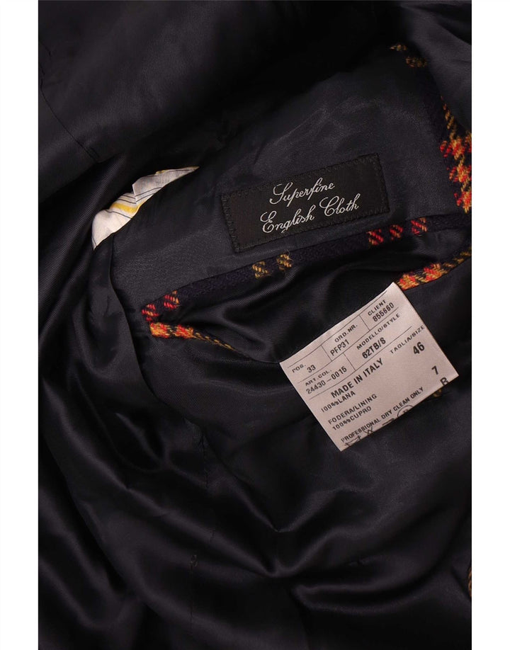 Jaqueta blazer masculina Sutor Mantellassi com 3 botões IT 46 pequena xadrez azul marinho
