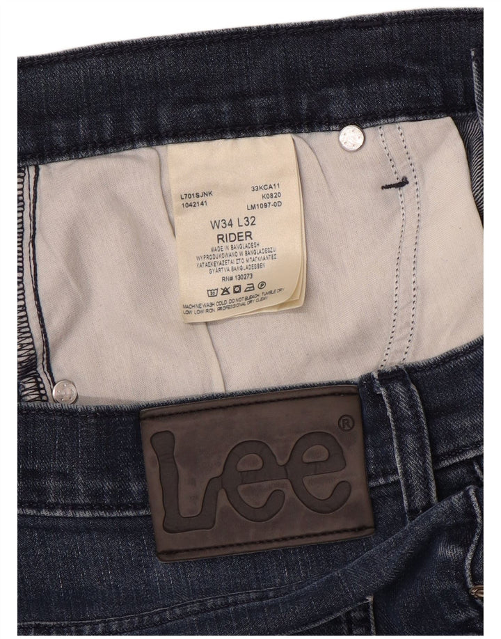 Lee Mens Rider Straight Jeans W34 L30 Azul Algodão