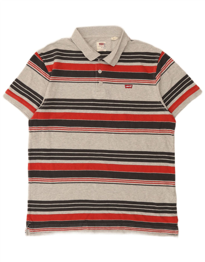 Camisa polo masculina Levi's Standard cinza médio listrado algodão