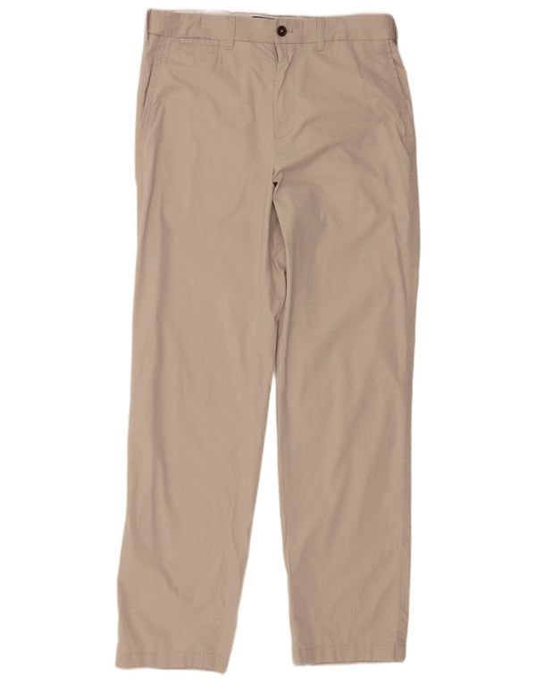 Calça chino reta masculina Marks & Spencer W34 L33 algodão bege