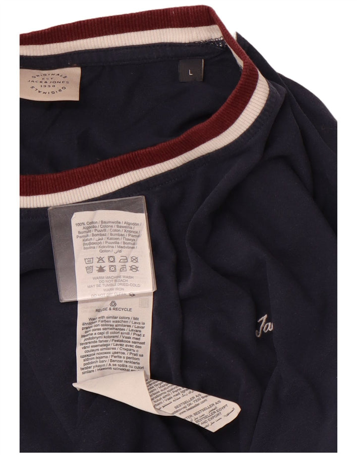 Camiseta masculina JACK & JONES grande algodão azul marinho