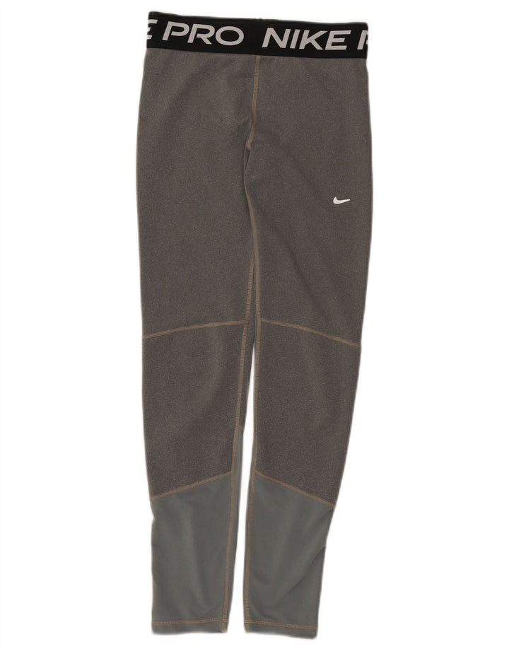 Leggings gráficas Nike para meninas 12-13 anos grandes cinza colorblock poliéster