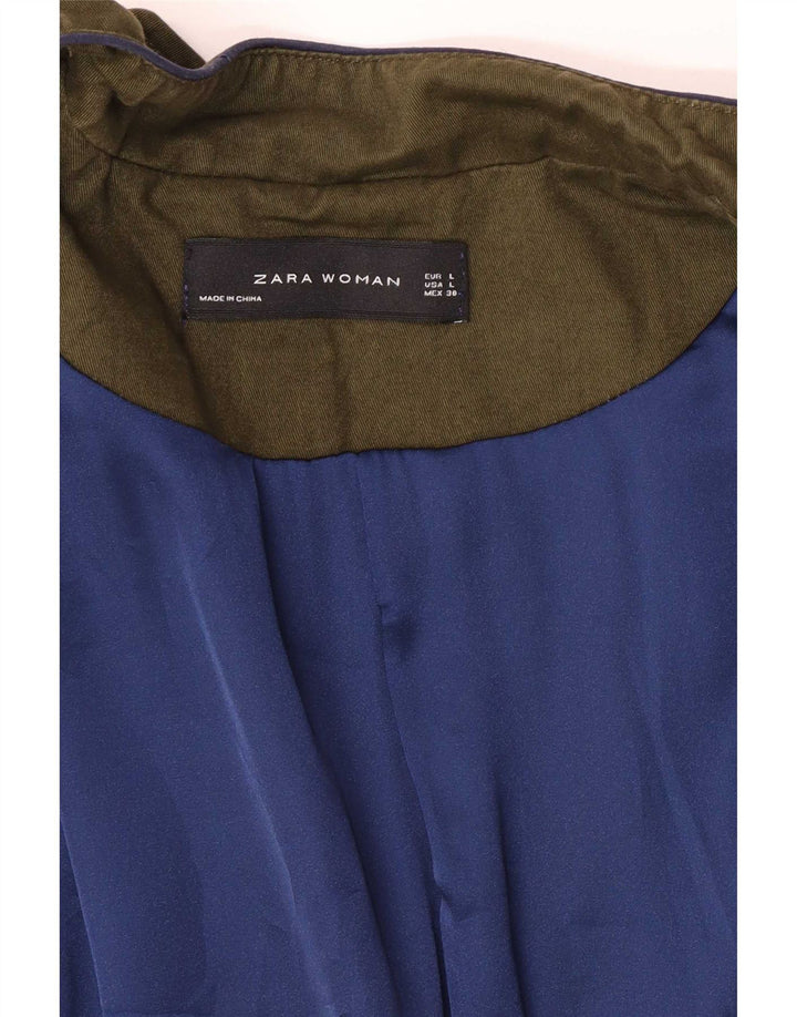 Jaqueta militar aberta feminina Zara Reino Unido 14 grande verde