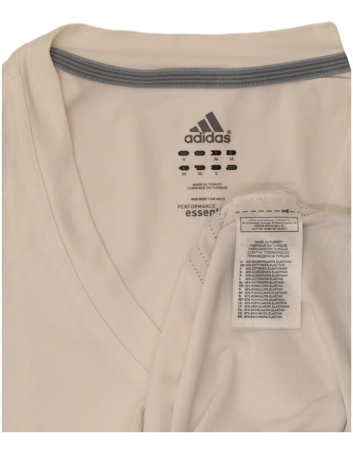Adidas Womens Vest Top UK 8 Pequeno Algodão Branco