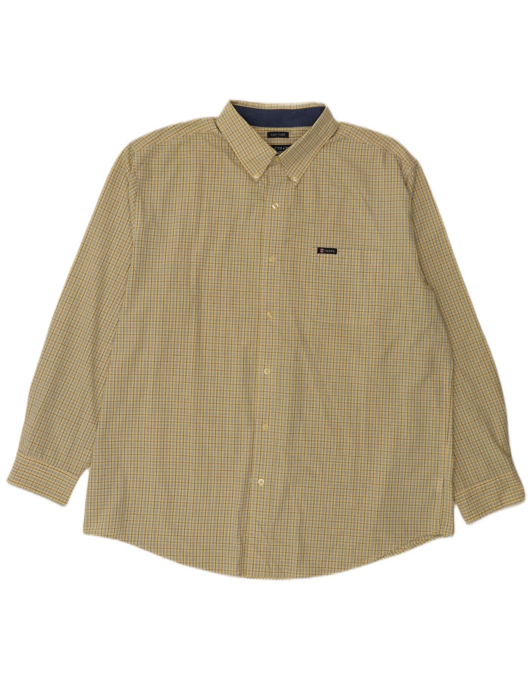 Camisa masculina Chaps Easy Care XL de algodão xadrez amarelo