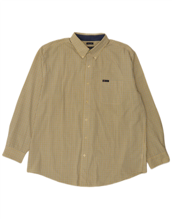 Camisa masculina Chaps Easy Care XL de algodão xadrez amarelo