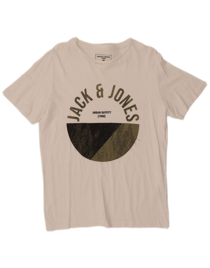 JACK & JONES Camiseta masculina Core Graphic Top Pequeno Branco