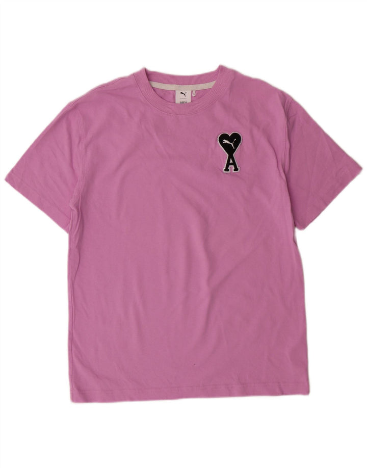 Puma Mens Graphic T-Shirt Top Pequeno Algodão Rosa