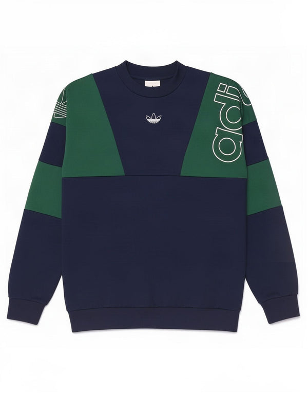 Adidas masculino gráfico moletom jumper pequeno azul marinho colorblock poliéster