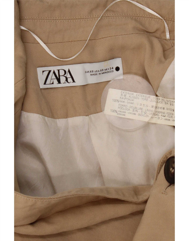 Jaqueta blazer feminina Zara com 1 botão Reino Unido 6 XS Bege Lyocell