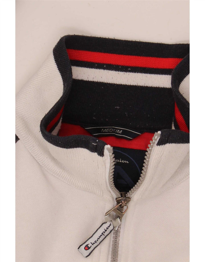 Jaqueta masculina de agasalho Champion, jaqueta média, branca, algodão colorblock