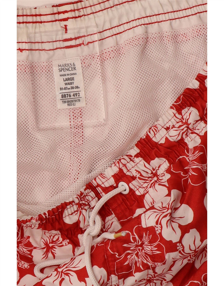 Shorts de natação masculino Marks & Spencer grande poliéster floral vermelho