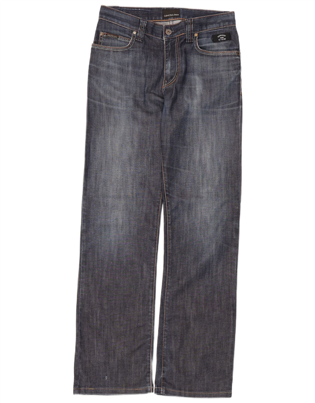 Calça jeans reta feminina Calvin Klein W30 L30 algodão azul
