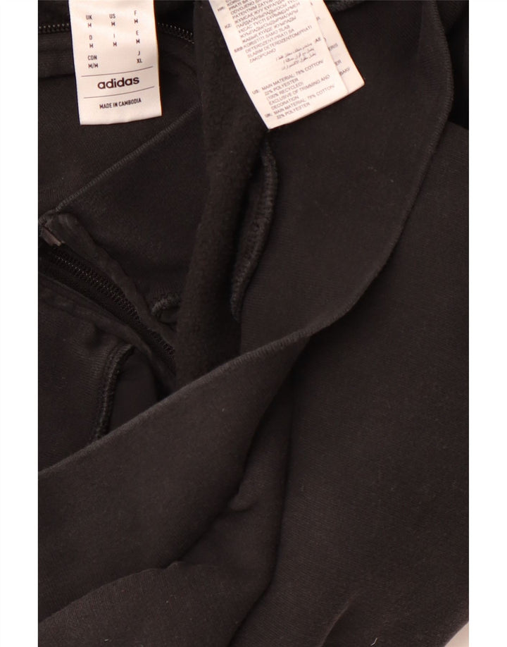 ADIDAS Mens Zip Hoodie Suéter Médio Algodão Preto