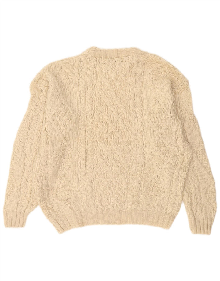 Suéter masculino Marks & Spencer com gola redonda 2XL lã bege