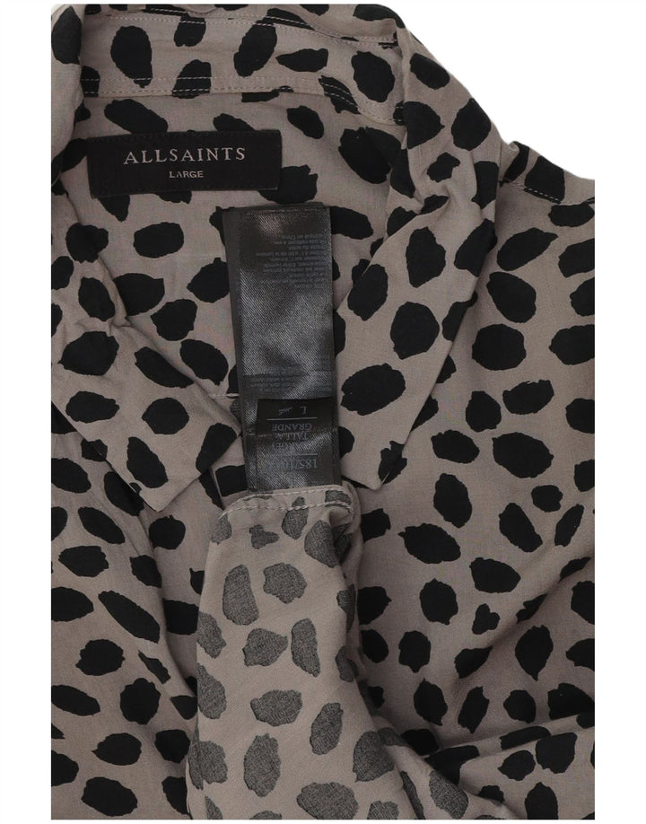 Camisa masculina All Saints grande cinza com estampa animal viscose