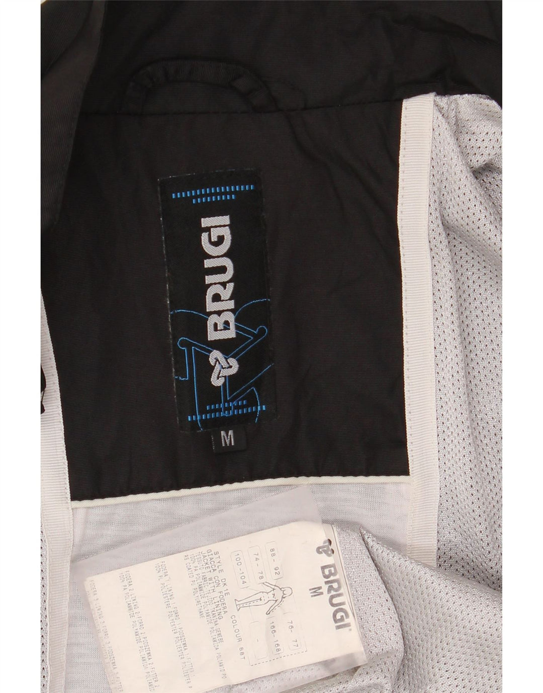 Jaqueta de chuva masculina Brugi UK 38 poliamida colorblock preta média