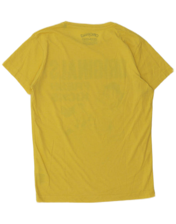 Jack & Jones Camiseta masculina gráfica top pequeno algodão amarelo