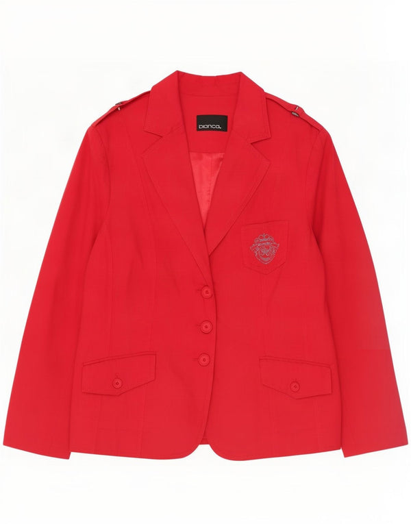 Jaqueta blazer feminina Bianca militar com 3 botões Reino Unido 18 XL algodão vermelho