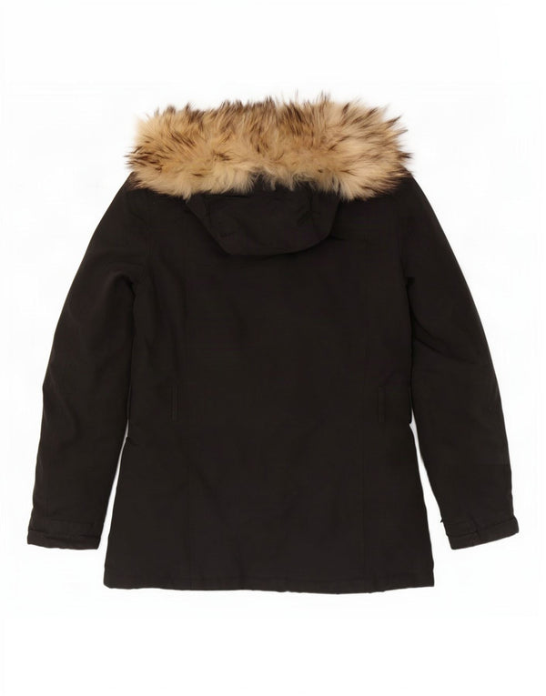 Jaqueta feminina acolchoada com capuz Woolrich UK 10 pequena preta