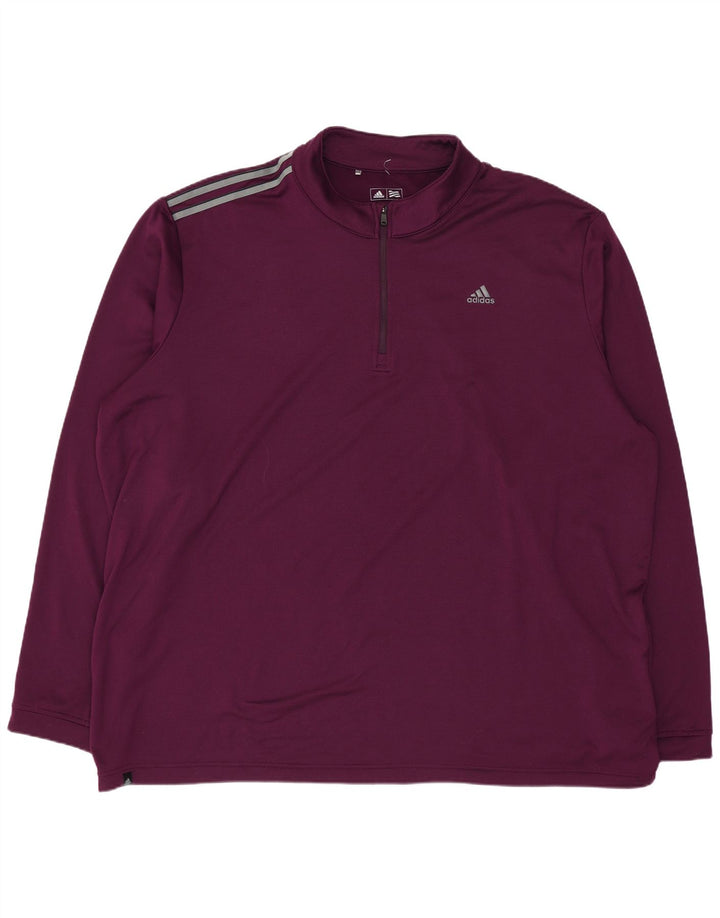 Adidas Mens Zip Neck Pullover Treino Top 2XL Roxo Poliéster