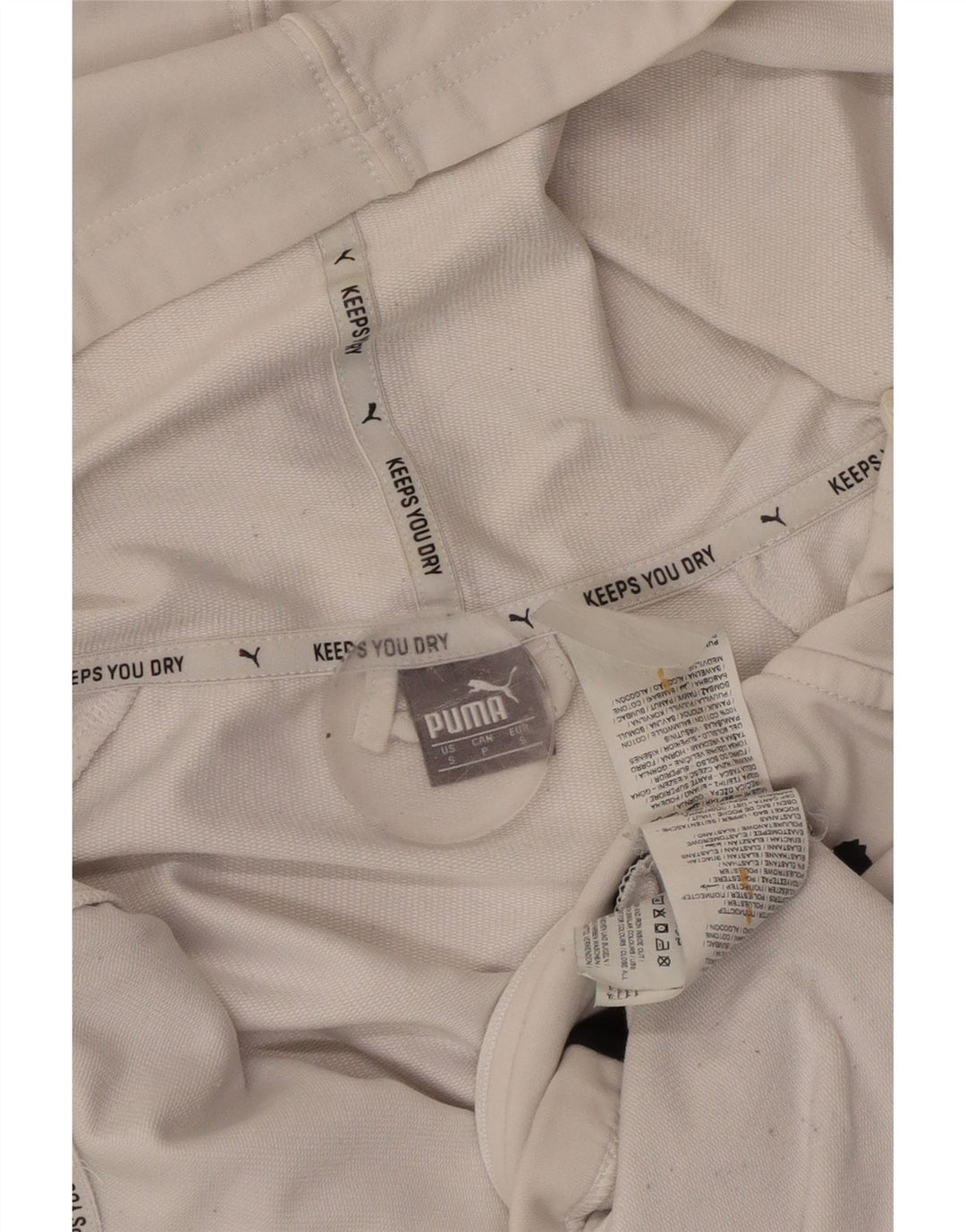 Suéter feminino PUMA com capuz e zíper gráfico UK 10 pequeno bloco colorido branco