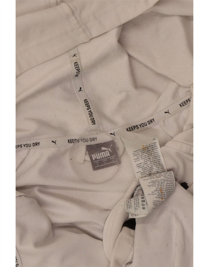 Suéter feminino PUMA com capuz e zíper gráfico UK 10 pequeno bloco colorido branco