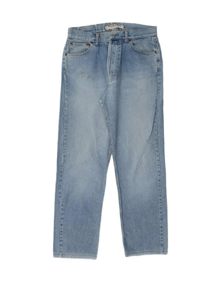 SISLEY Calça jeans reta masculina W34 L30 algodão azul