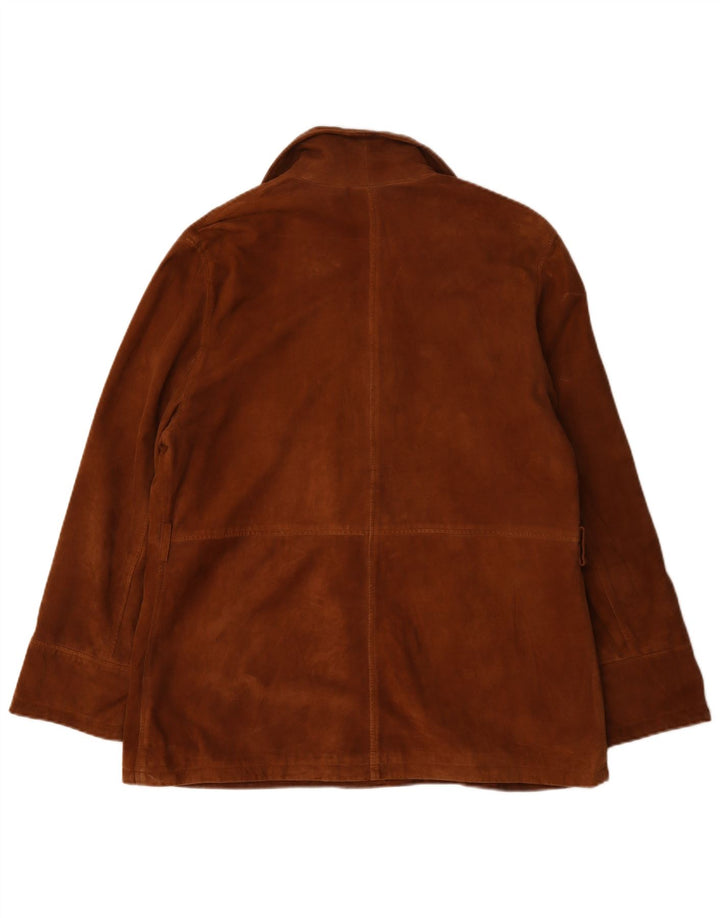 Jaqueta de camurça feminina vintage Reino Unido 18 XL couro marrom