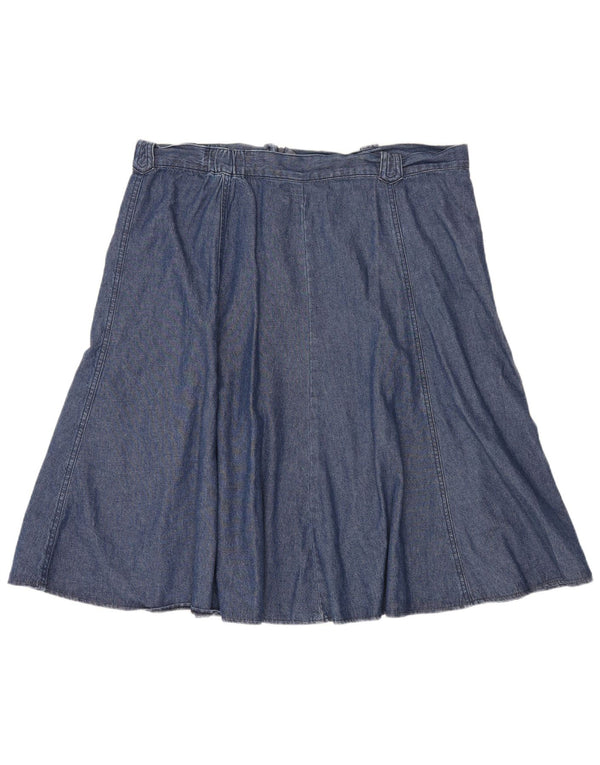 Saia jeans feminina Marks & Spencer Reino Unido 18 XL W38 algodão azul
