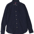 Camisa masculina SUPERDRY regular fit grande algodão manchado azul marinho