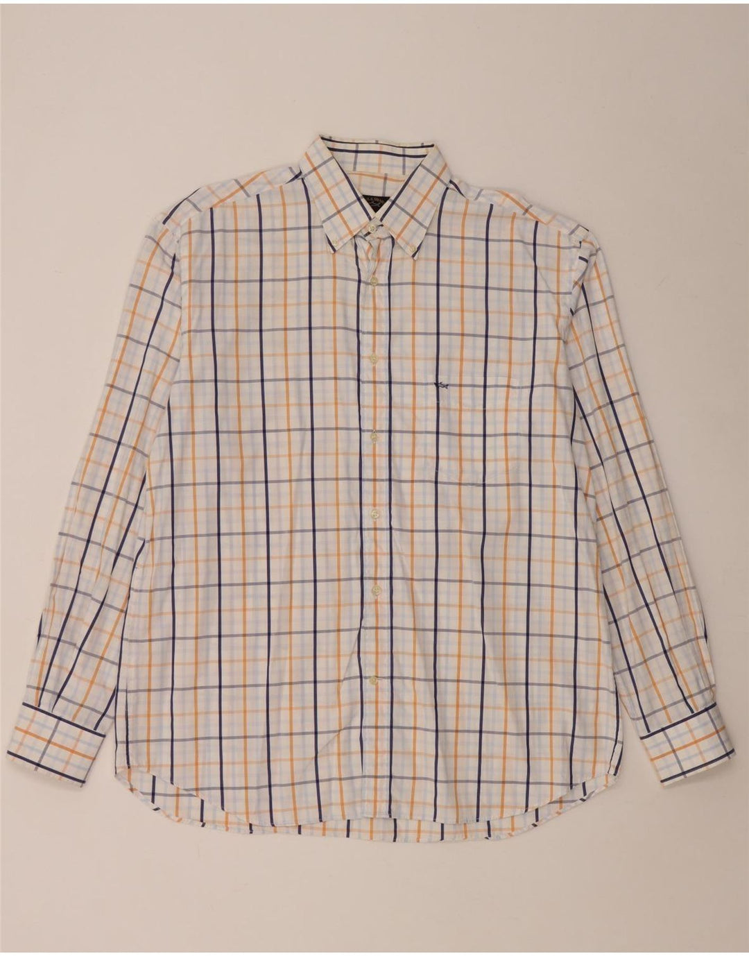 Camisa masculina Paul & Shark tamanho 44 XL algodão xadrez branco