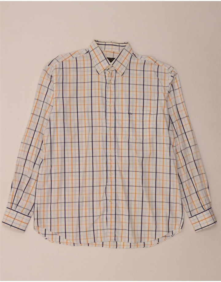 Camisa masculina Paul & Shark tamanho 44 XL algodão xadrez branco
