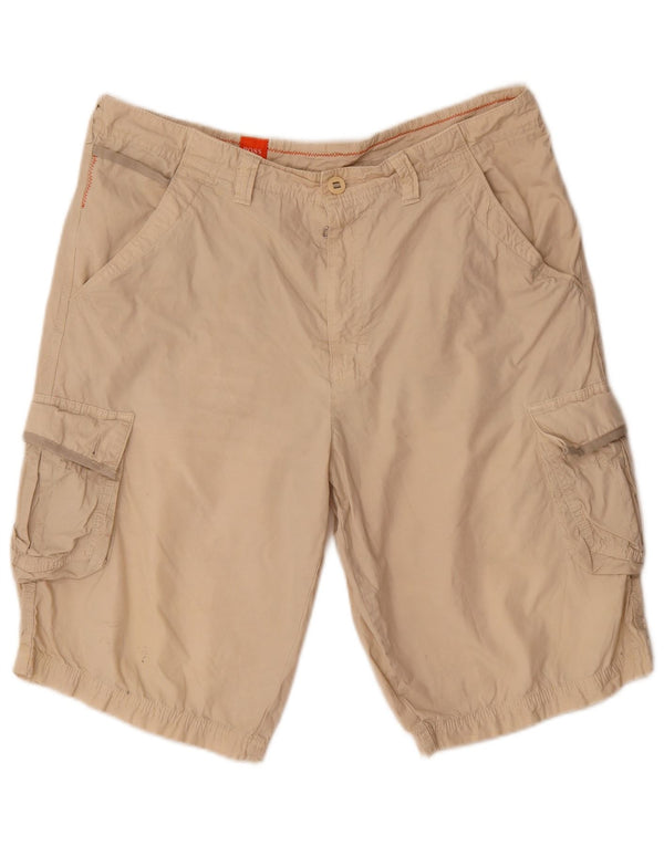 Hugo Boss Mens Cargo Shorts EU 52 XL W38 Algodão Bege