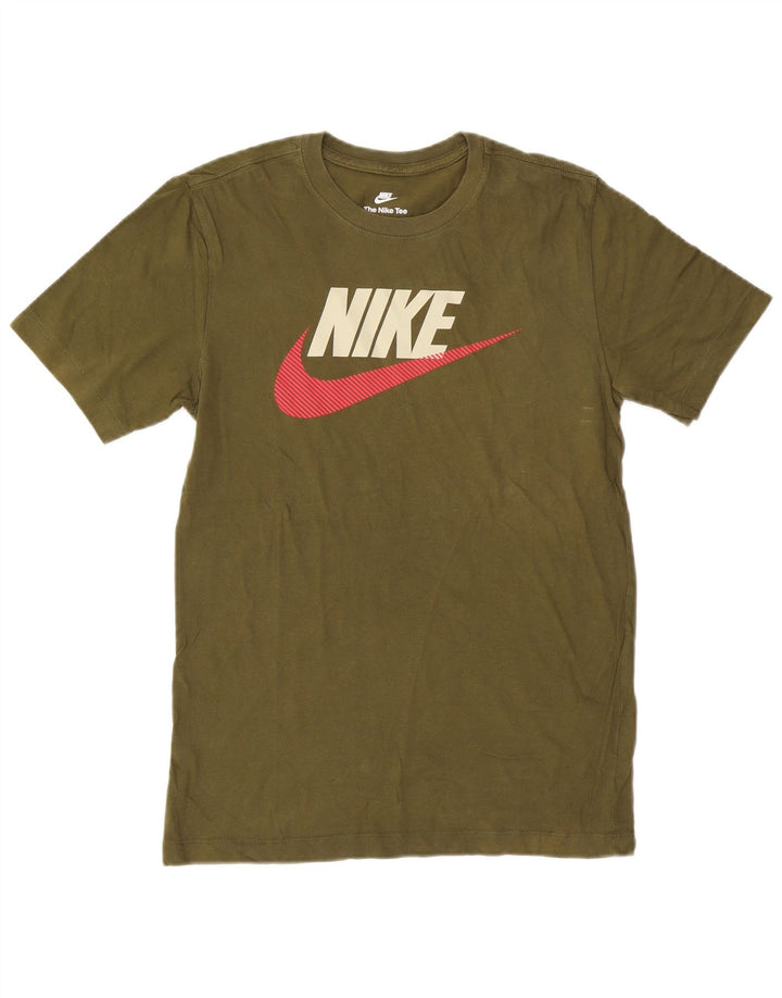 Camiseta Nike masculina gráfica Top pequeno algodão cáqui