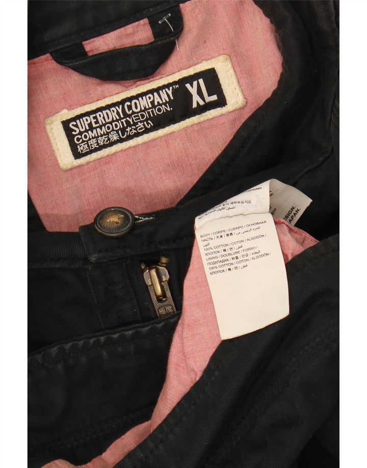 SUPERDRY Mens Bomber Jacket UK 42 XL Black Cotton