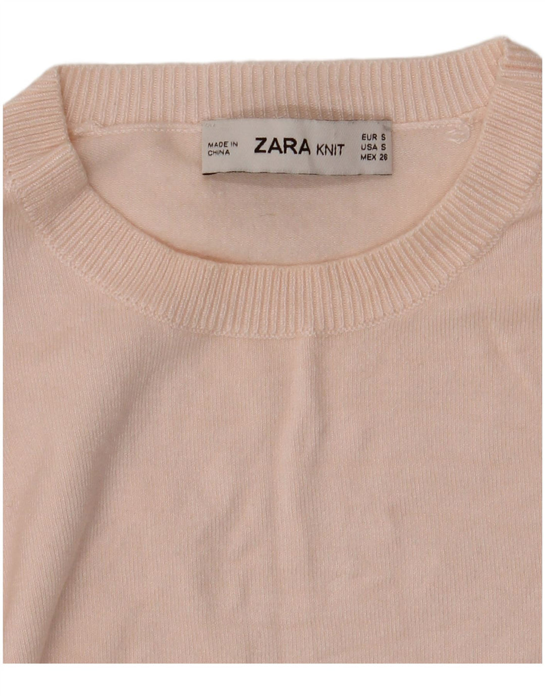 Suéter feminino Zara com gola redonda, Reino Unido 8 pequeno rosa