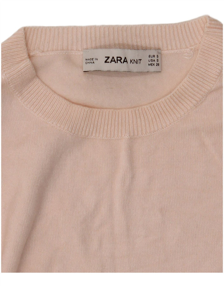 Suéter feminino Zara com gola redonda, Reino Unido 8 pequeno rosa